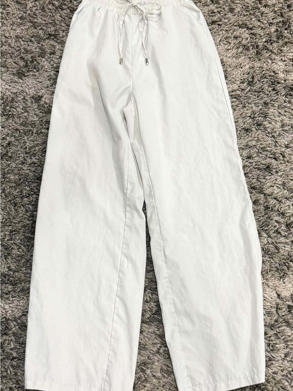 SHEIN White Women's Drawstring Wide-Leg Joggers